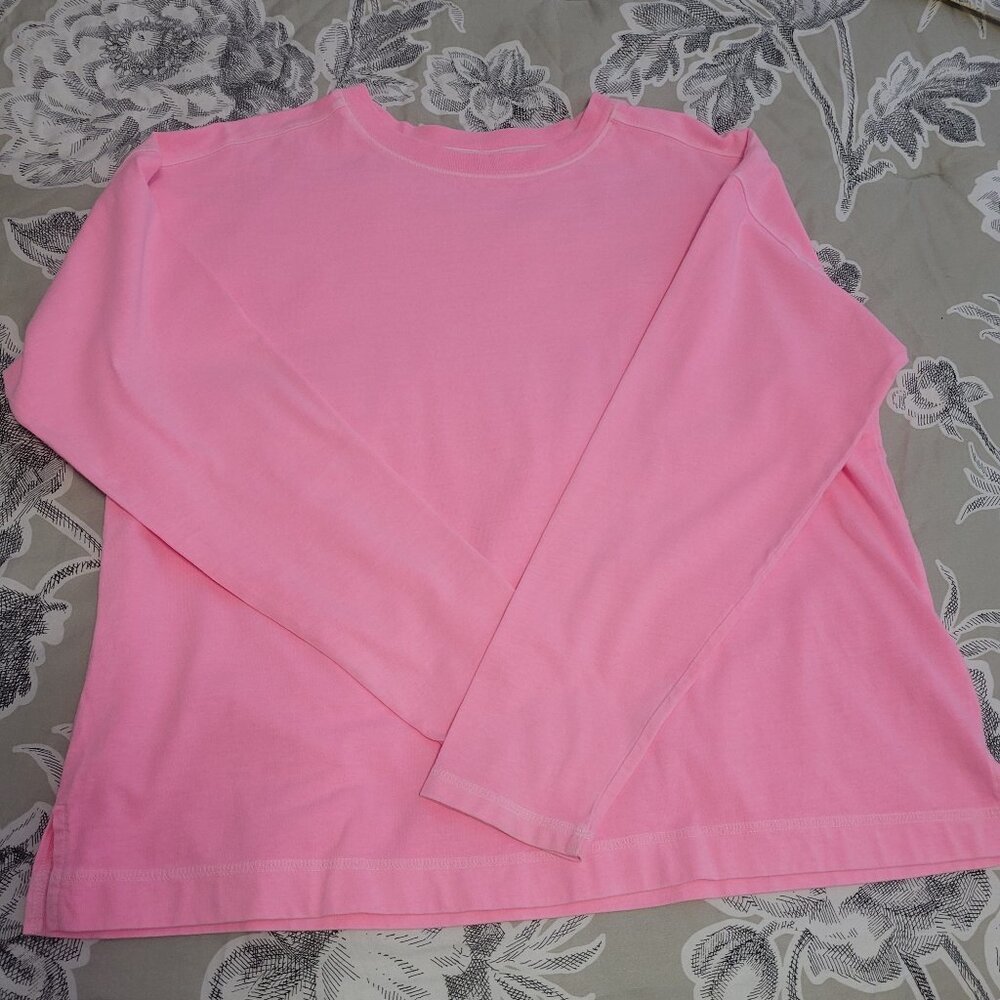 Old Navy 100% Medium-Heavy Weight Cotton Pink Long Sleeve T Shirt Medium EUC